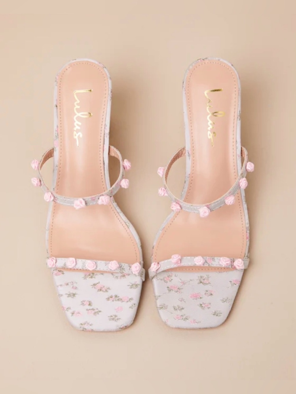 Lulus Tresa Silver Floral Strappy High Heel Sandals Women’s Size 7